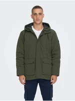 Dark Green Men's Winter Jacket ONLY & SONS Jayden - Men