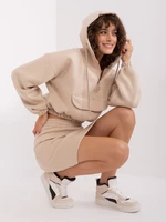 Beige basic tracksuit with short sweatshirt Emilie