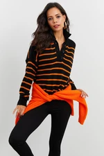 Cool & Sexy Women's Orange Striped Sweater