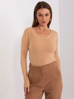 Camel sweater with V-neck