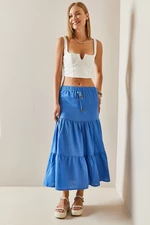 XHAN Turquoise Ruffle Maxi Skirt