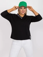 Black everyday blouse with V-neck