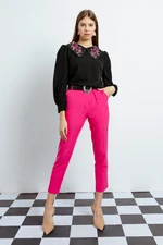 Lafaba Women's Fuchsia High Waist Trousers