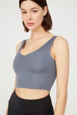 LOS OJOS Anthracite V-Neck Lightly Support, Covered Sports Bra Vneck