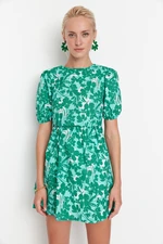 Trendyol Green Woven Floral Back Detail Mini Woven Dress