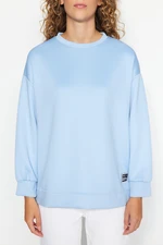 Trendyol Light Blue Label Detail Diver/Scuba Knitted Sweatshirt