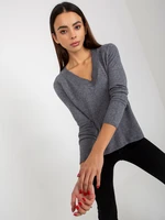 Dark grey smooth classic sweater with neckline