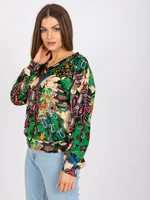 Green Women's Blouse with Ruby Prints