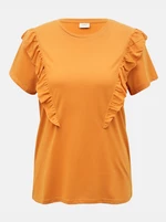 Orange T-shirt with frills JDY Karen - Women