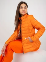 Orange quilted jacket without hood