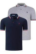 DUAL SET T8594 DEWBERRY MENS T-SHIRT-NAVY BLUE - GREY