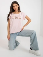 Light pink monochrome T-shirt with inscription