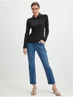 Orsay Black Women Ribbed Polo T-Shirt - Women