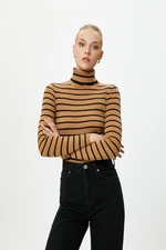 Koton Women's Camel Hair Striped Sweater