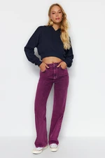 Trendyol Pink Wash Effect High Waist Wide Leg Jeans