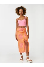 Koton Midi Skirt Draped Patterned Tie Detail