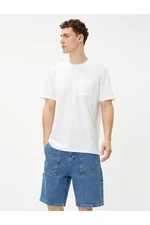 Koton Basic T-Shirt with Pocket Detailed Crew Neck Short Sleeve Cotton.