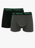 Set of two men's boxer shorts in black and dark gray Replay