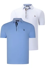 DUAL SET T8582 DEWBERRY MENS T-SHIRT-WHITE-CLEAR BLUE