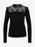 Orsay Black Women's T-shirt with Lace Detail - Women