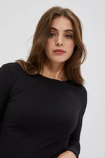 Blouse with neckline at back and decorative chain