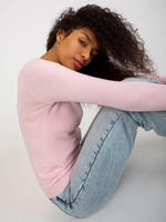 Light pink women's classic sweater with viscose