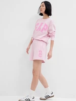 Pink women's tracksuit shorts with GAP logo