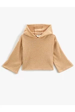 Koton Basic Crop Hooded Sweatshirt Soft Textured Ribbed Wide Sleeves.