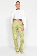 Trendyol Multicolored Printed High Waist Long Straight Jeans