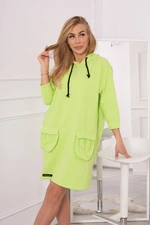 Pistachio dress with hood