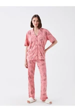 LC Waikiki Shirt Collar Patterned Short Sleeve Women's Pajamas Set