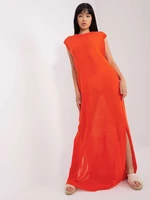 Orange knitted dress of waistcoat cut