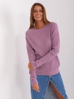 Light purple women's classic sweater with patterns