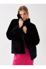 LC Waikiki Standing Collar Straight Long Sleeve Women's Plush Coat