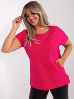 Fuchsia blouse size plus with short sleeves