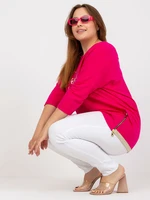 Fuchsia blouse of larger size for everyday wear with zippers