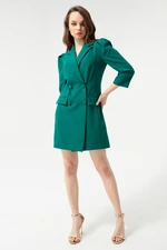 Lafaba Women's Green Black Button Detailed Jacket Dress