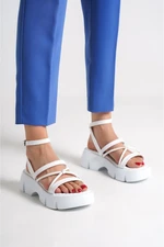 Capone Outfitters Capone White Women's Sandals with a thick soled Ankle Strap Comfort sole.