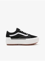 White and Black Womens Suede Details Sneakers on VANS Ol Platform - Women