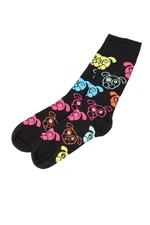 Men's black socks with colorful dogs