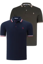 DUAL SET T8594 DEWBERRY MENS T-SHIRT-NAVY BLUE-KHAKI