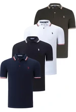 QUAD SET T8594 DEWBERRY MENS T-SHIRT-BLACK-WHITE-NAVY BLUE-KHAKI