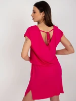 Fuchsia Casual Short Sleeve Dress RUE PARIS