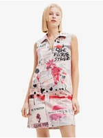 Pink and White Women Patterned Dress Desigual Loa - Women