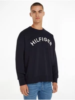 Tmavě modrá pánská mikina Tommy Hilfiger Arched Crew - Pánské