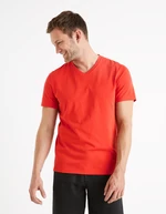 Červené pánske basic tričko Celio Debasev
