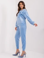 Light blue casual velour set with bow