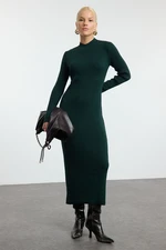 Trendyol Emerald Green Basic Stand Collar Knitwear Dress