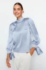 Trendyol Light Blue Tie Detailed Woven Blouse