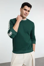 Trendyol Emerald Green Regular/Normal Cut Striped Inside Polar Fleece Sweatshirt